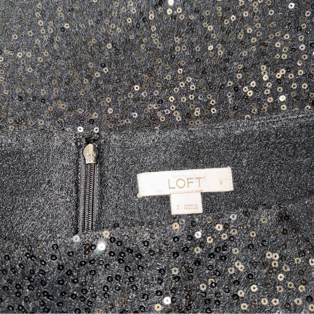 Loft black sequin wool mini skirt size 2 - Picture 5 of 11